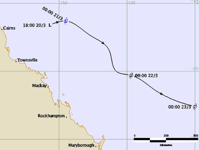 Cyclone Grace track and intensity (BOM)